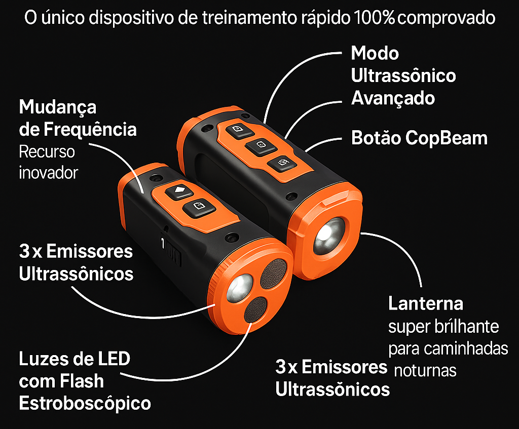Treinador Ultrassônico para Cães Recarregável com Lanterna LED