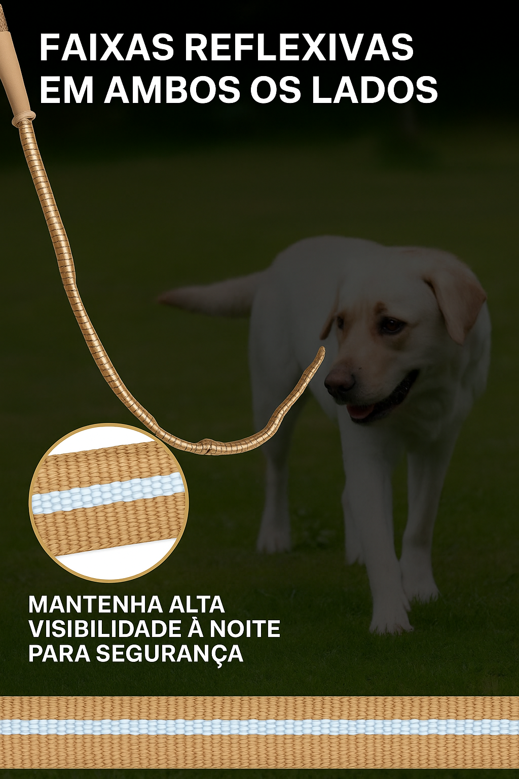 Coleira Reflexiva para Cães Grandes com Cinto de Segurança e Absorção de Impacto