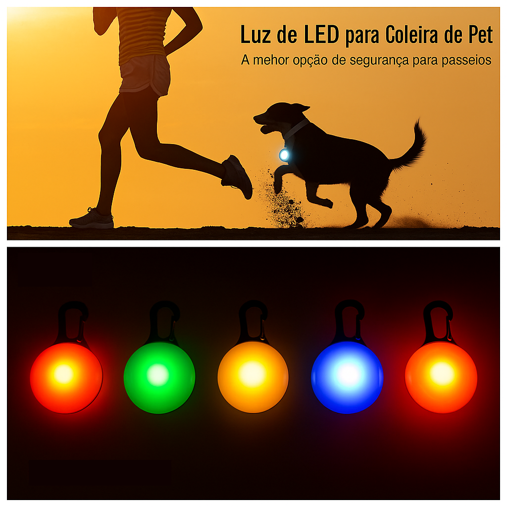 Coleira Brilhante USB para Pets Pequenos – Alta Visibilidade