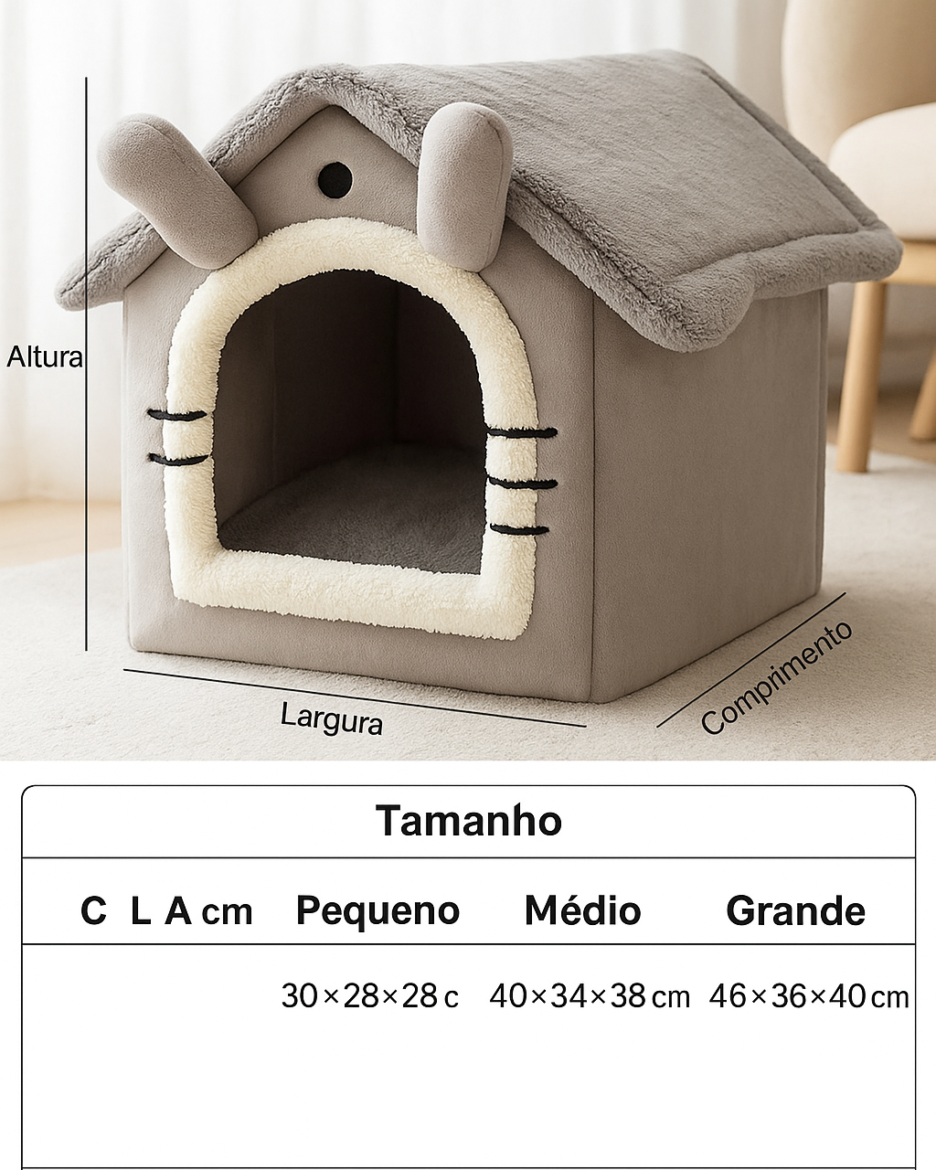 Cama Quente para Cães e Gatos | Almofada Removível Lavável