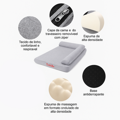 Cama para Pet com Travesseiro Viscoelástico - Lavável e Confortável