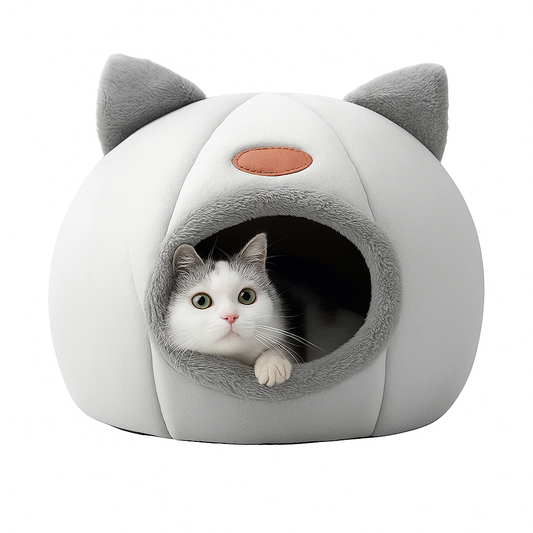 Cama Pet Semi-Fechada Macia e Aconchegante Gato e Cão