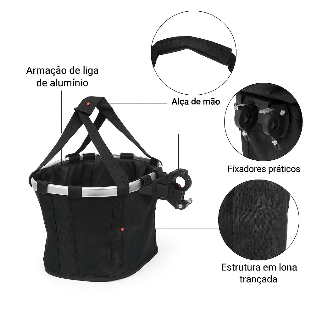 Cesta de Bicicleta 2 em 1 para Cães Pequenos até 5kg