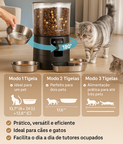 Newpet Alimentador Automático para Gatos e Cães com 3 Tigelas