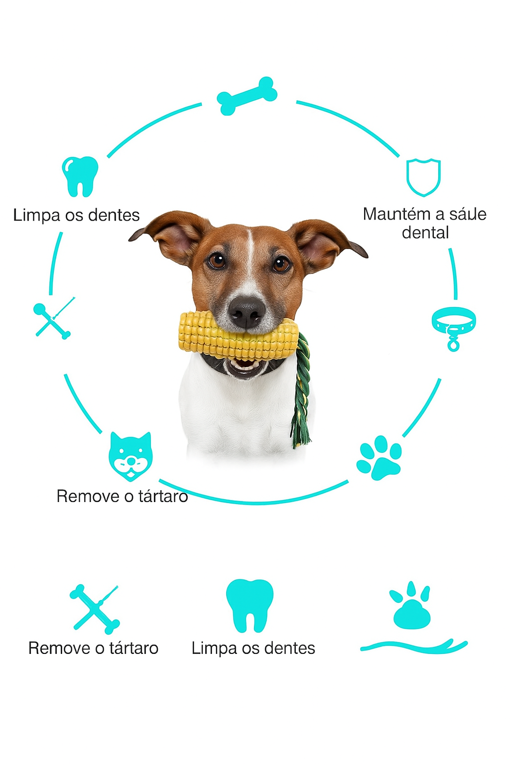 Brinquedo de Milho para Cães – Limpa Dentes e Alivia Estresse