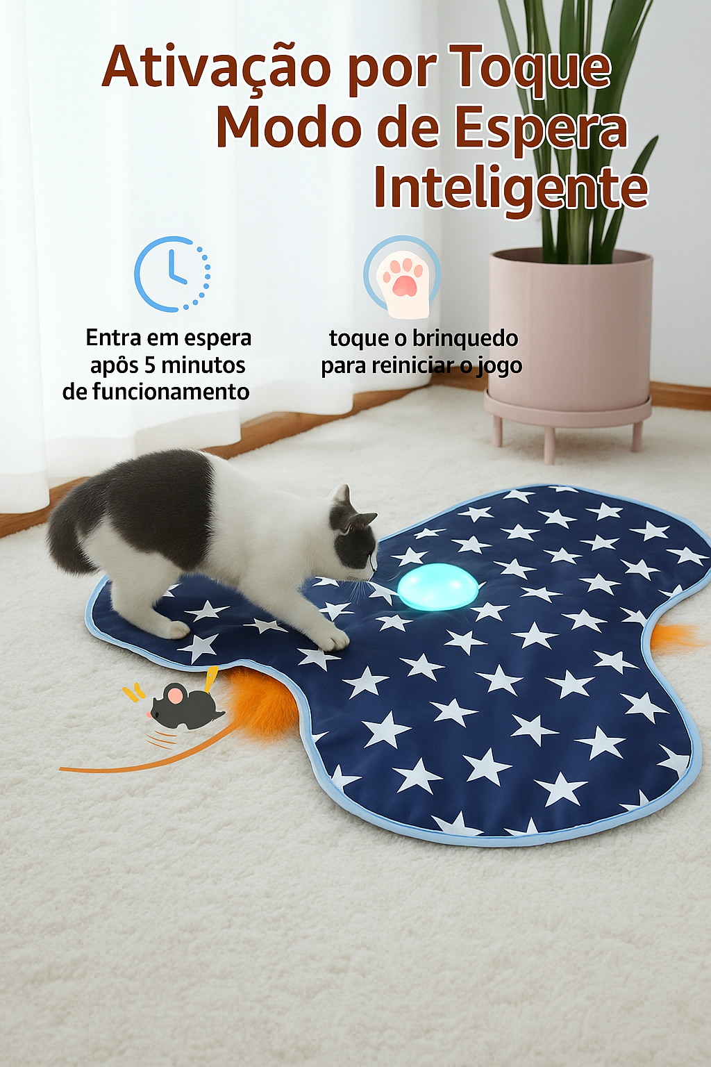 Brinquedo Interativo para Gatos com Penas e Sons