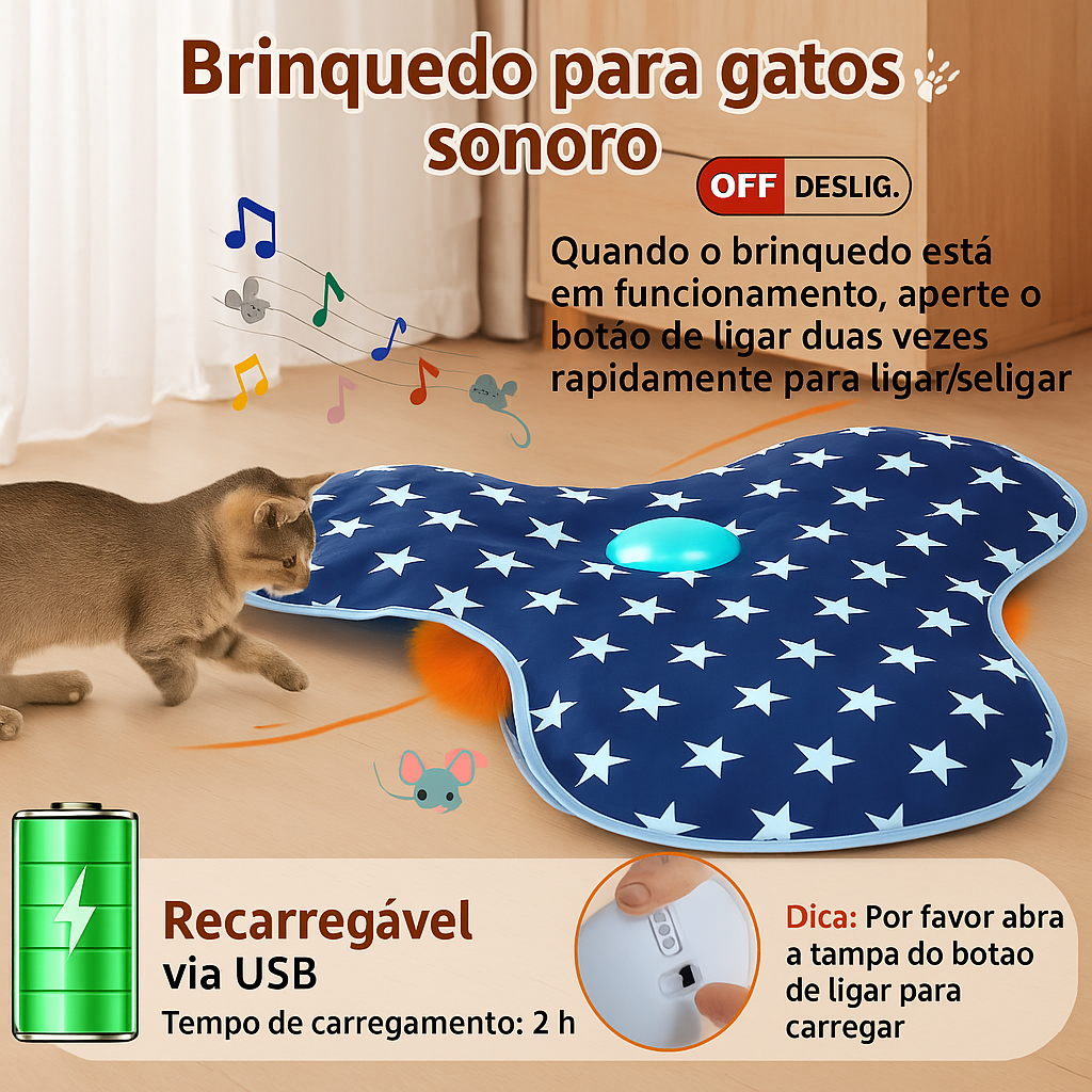 Brinquedo Interativo para Gatos com Penas e Sons