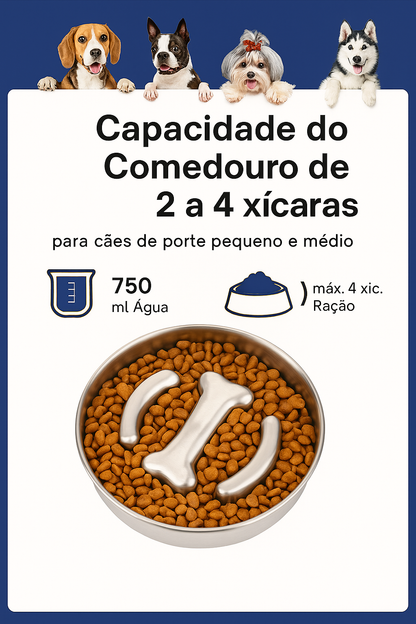 Tigela Lenta Inoxidável para Cães – Antiasfixia