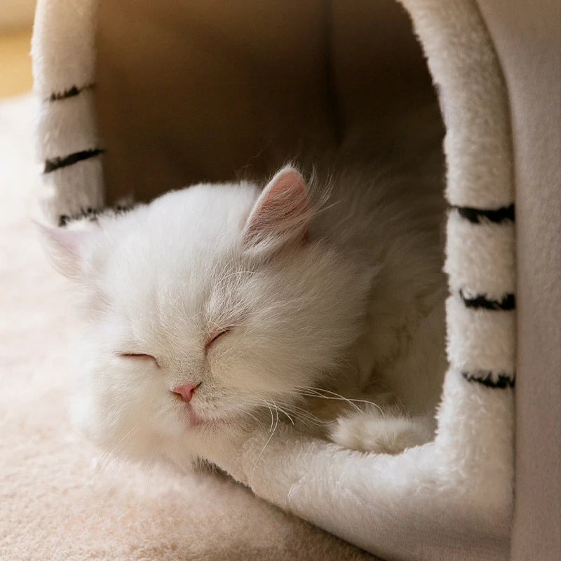 Casa de Luxo Dobrável p/ Pets com Tapete Quente Removível