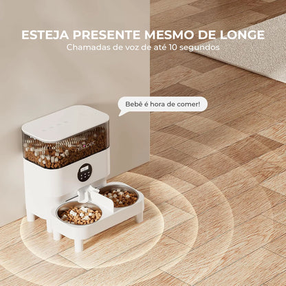 Newpet Dispensador Automático Ração Pet com APP WiFi e Tigelas Duplas