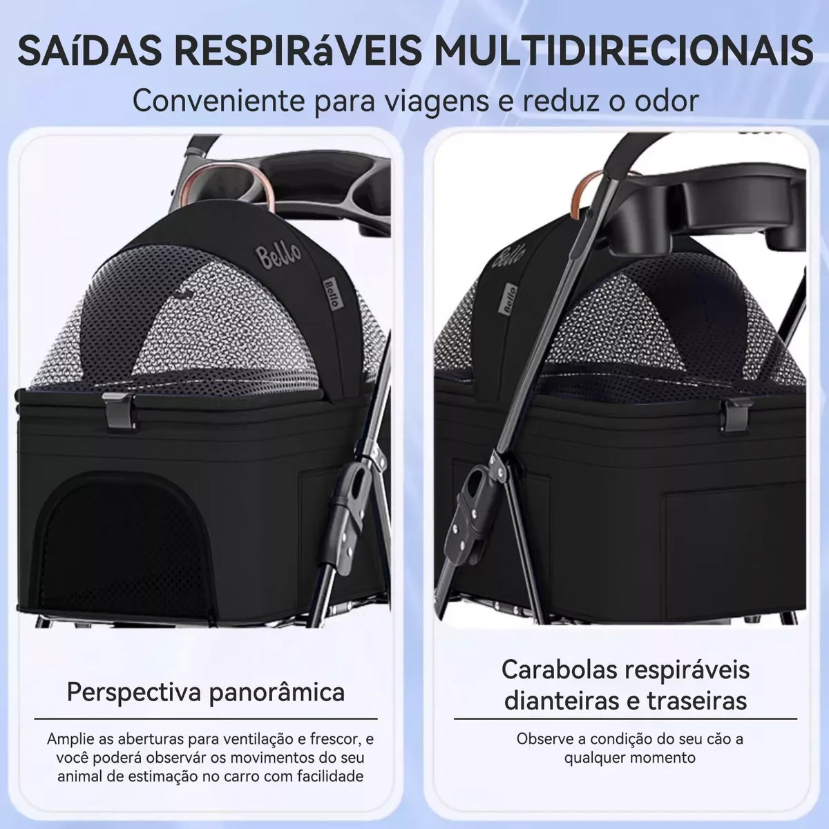 Carrinho Dobrável para Cães e Gatos – Leve, Confortável e Seguro