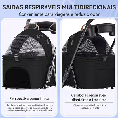 Carrinho Dobrável para Cães e Gatos – Leve, Confortável e Seguro