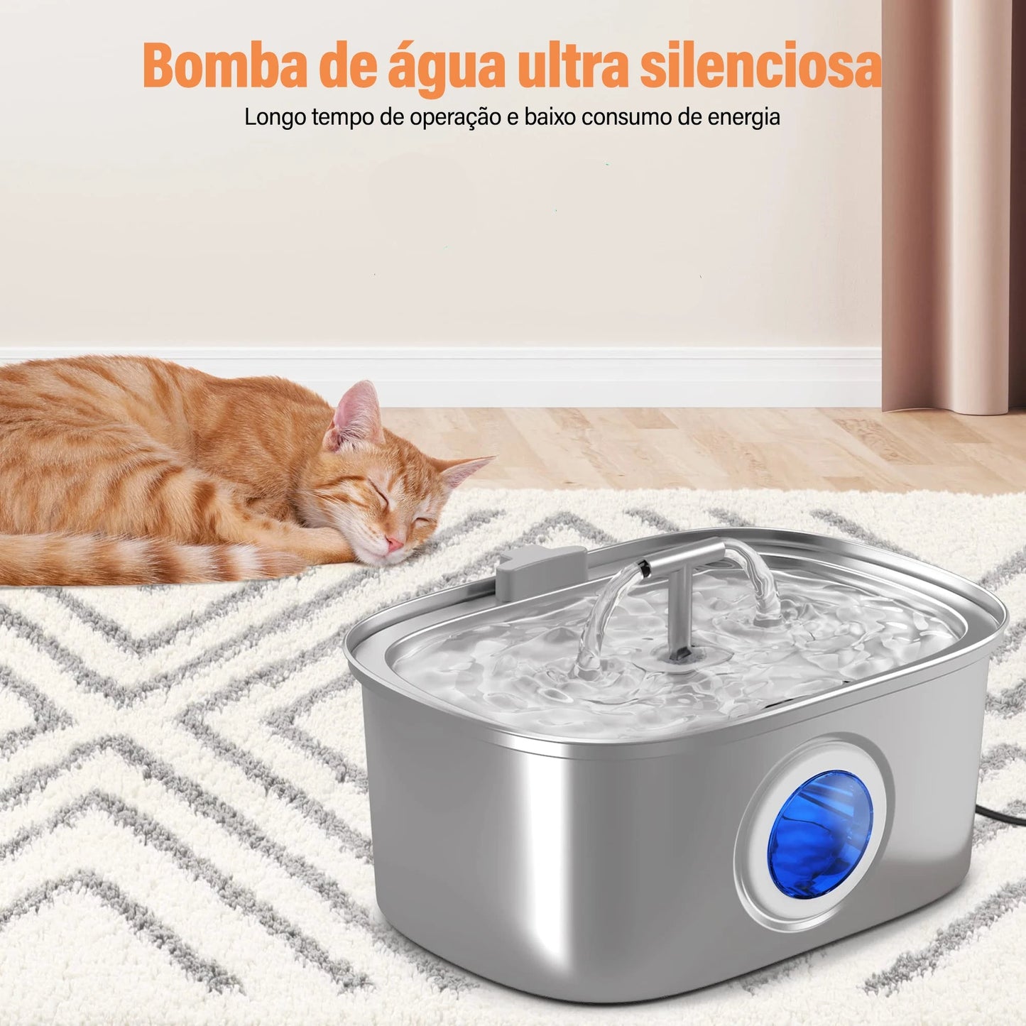 Bebedouro Automático 3.2L Inox para Gatos e Cães