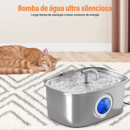 Bebedouro Automático 3.2L Inox para Gatos e Cães