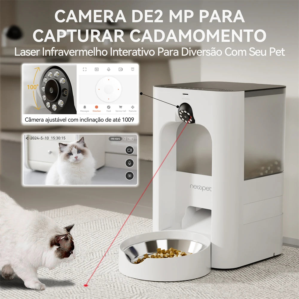 Alimentador Inteligente Newpet 4L com Câmera e APP – Bivolt
