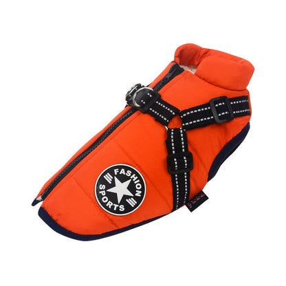 Jaqueta de Inverno p/ Cães com Arnês | Forrada e Impermeável