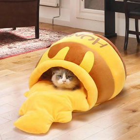 Cama Quente e Macia para Gatos | Formato Pote de Mel