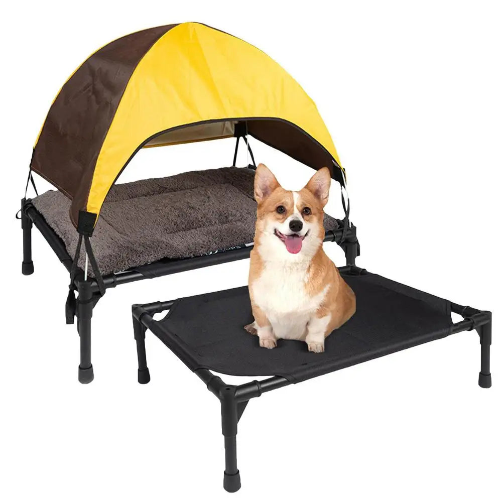 Cama Elevada para Cachorro com Dossel Removível – Conforto e Proteção
