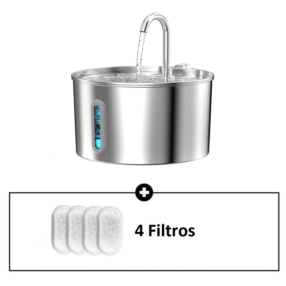 Fonte de Água Automática 2.2L Inox para Pets