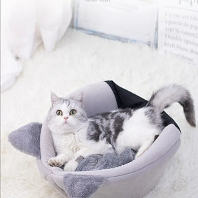Cama Pet Semi-Fechada Macia e Aconchegante Gato e Cão