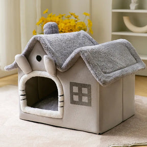 Casa de Luxo Dobrável p/ Pets com Tapete Quente Removível