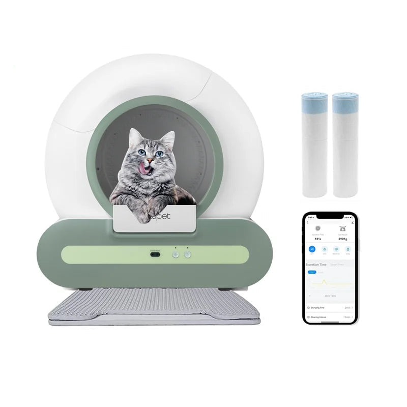 Caixa de Areia Automática 65L para Gatos com APP