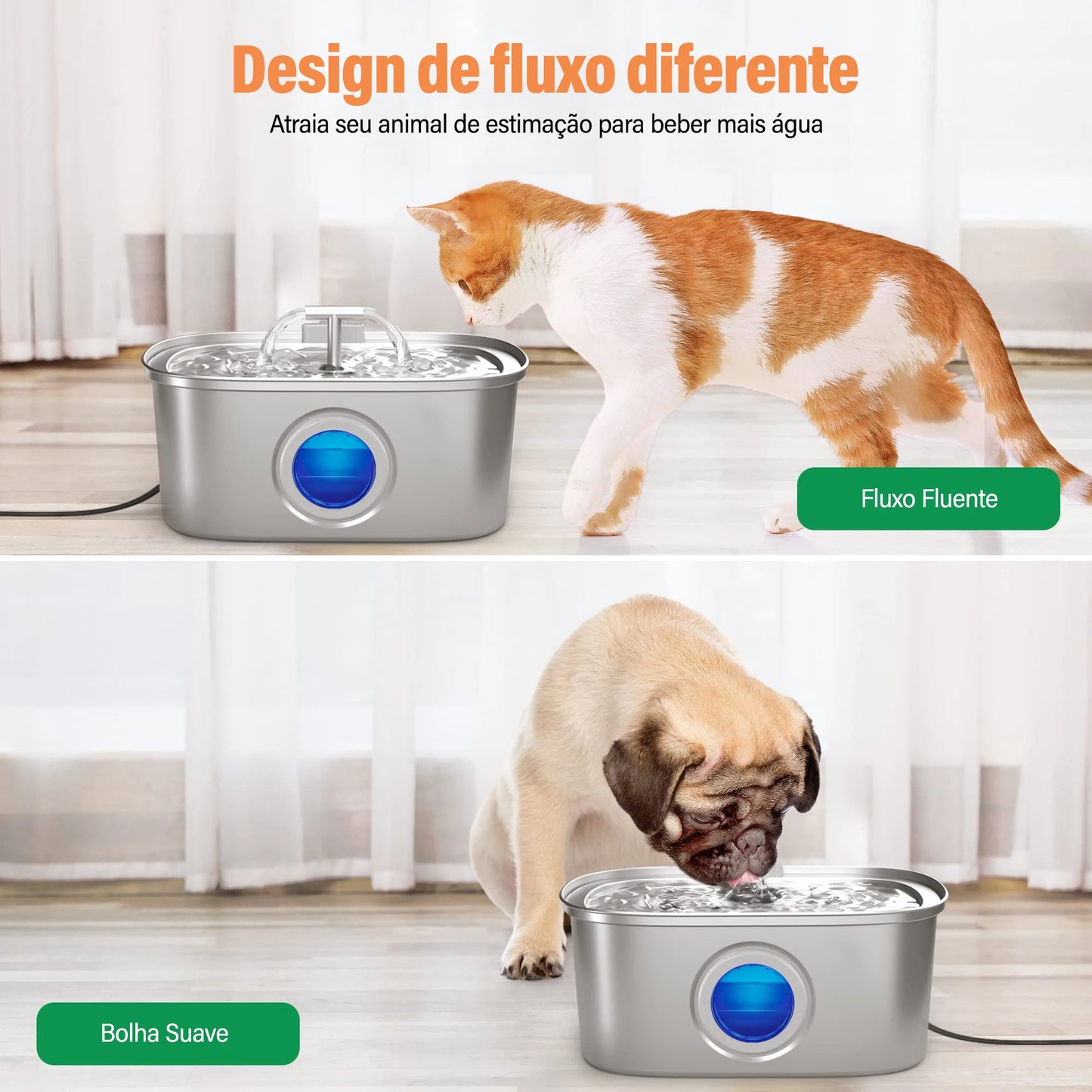 Bebedouro Automático 3.2L Inox para Gatos e Cães