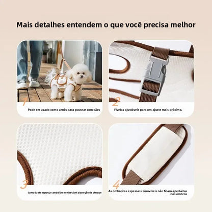 Mochila Transversal Pet Conforto para Cães Pequenos