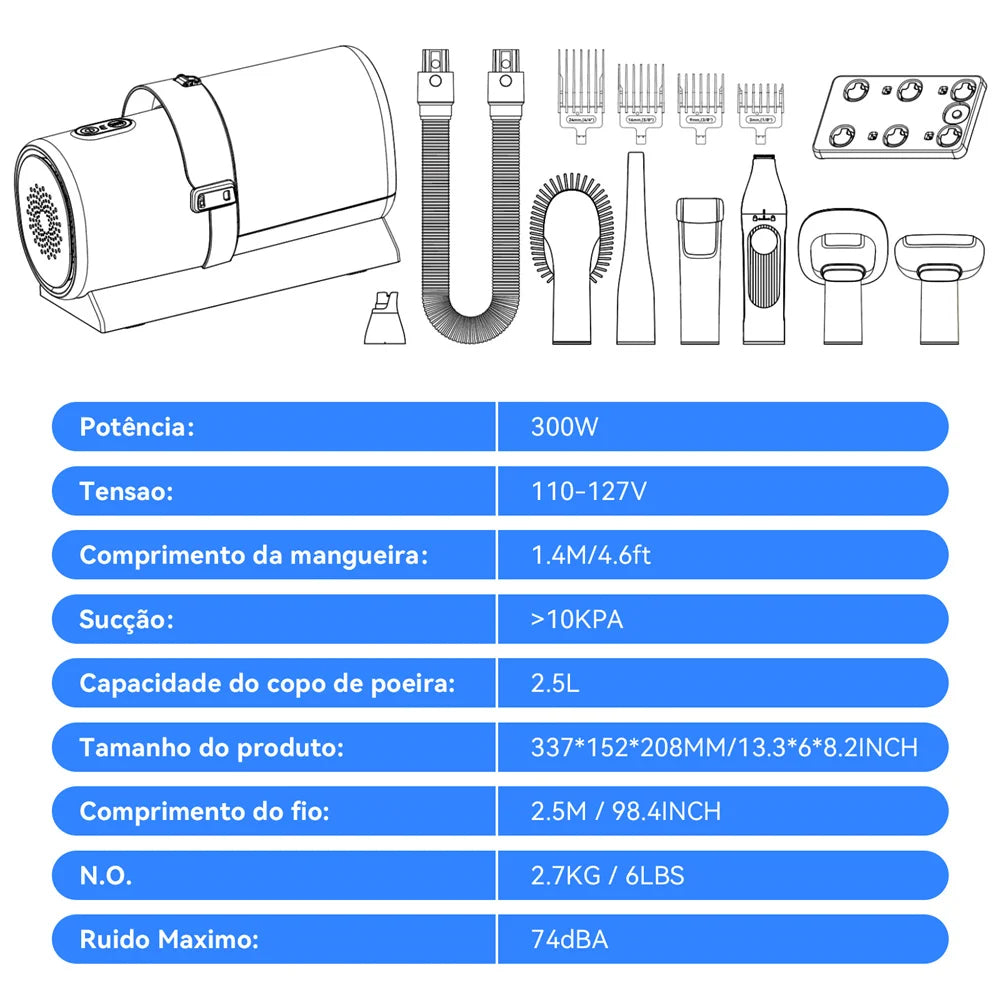 Aspirador Pet Newpet 2,5L com Escovas – Remove Pelos Fácil