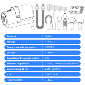 Aspirador Pet Newpet 2,5L com Escovas – Remove Pelos Fácil