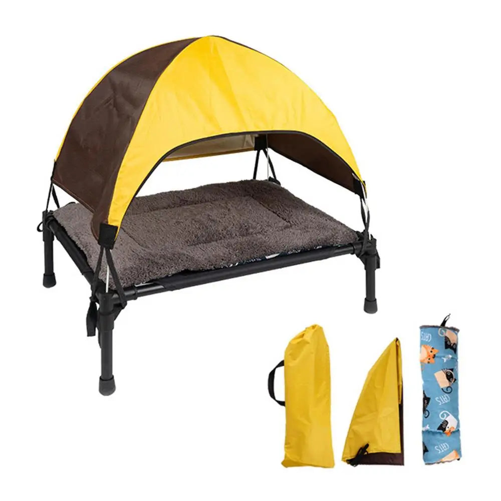Cama Elevada para Cachorro com Dossel Removível – Conforto e Proteção