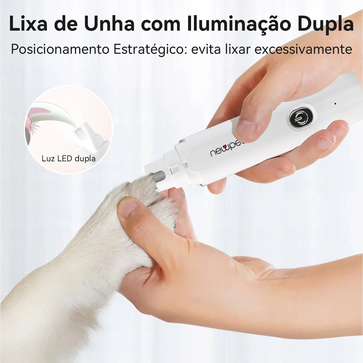 Moedor de Unhas Recarregável USB para Cães e Gatos 2 em 1