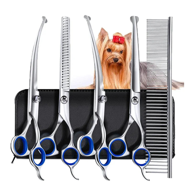 Tesoura 5 em 1 Pet Profissional Inox – Corte Seguro e Preciso