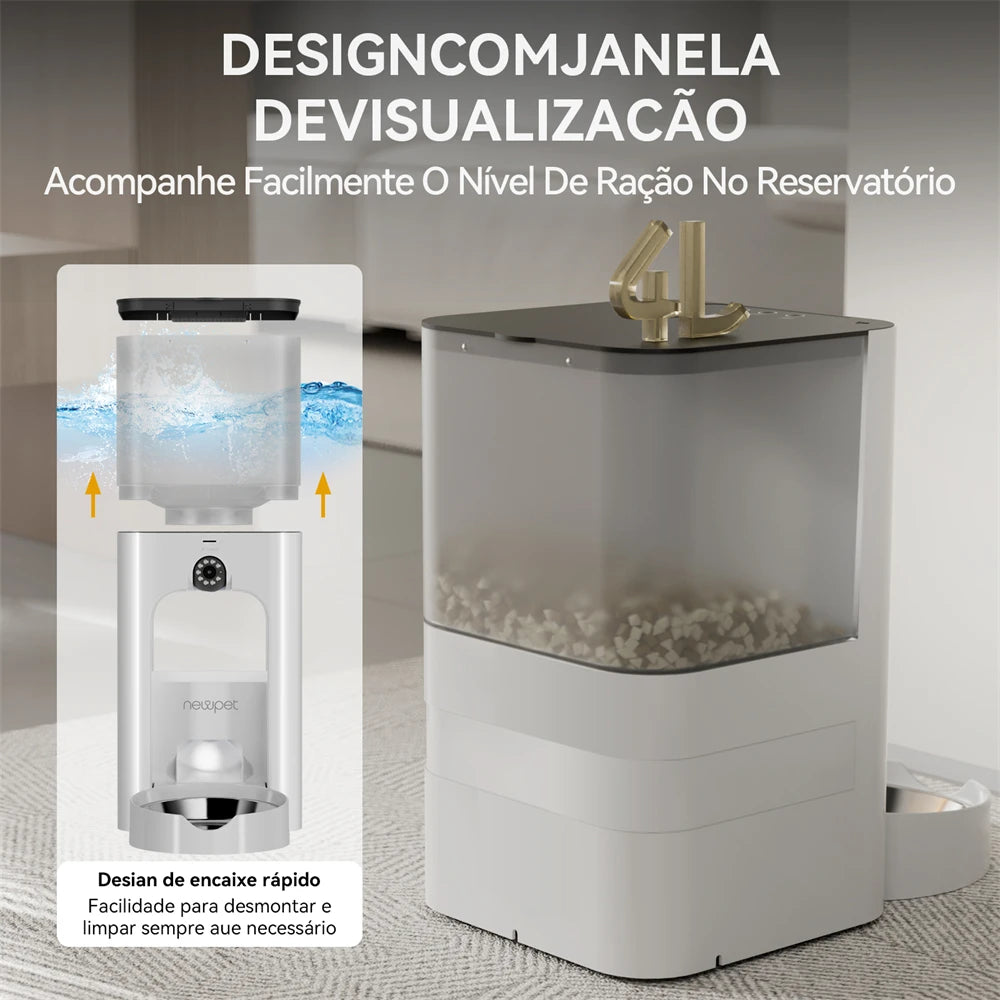 Alimentador Inteligente Newpet 4L com Câmera e APP – Bivolt