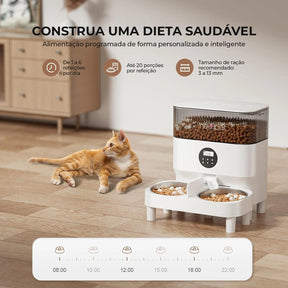 Newpet Dispensador Automático Ração Pet com APP WiFi e Tigelas Duplas