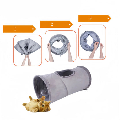 Túnel Dobrável de Camurça para Gatos e Filhotes – Inverno