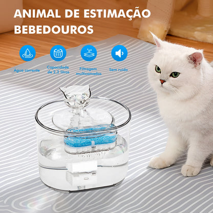 Fonte de Água Silenciosa para Gatos e Cães com Filtro Automático