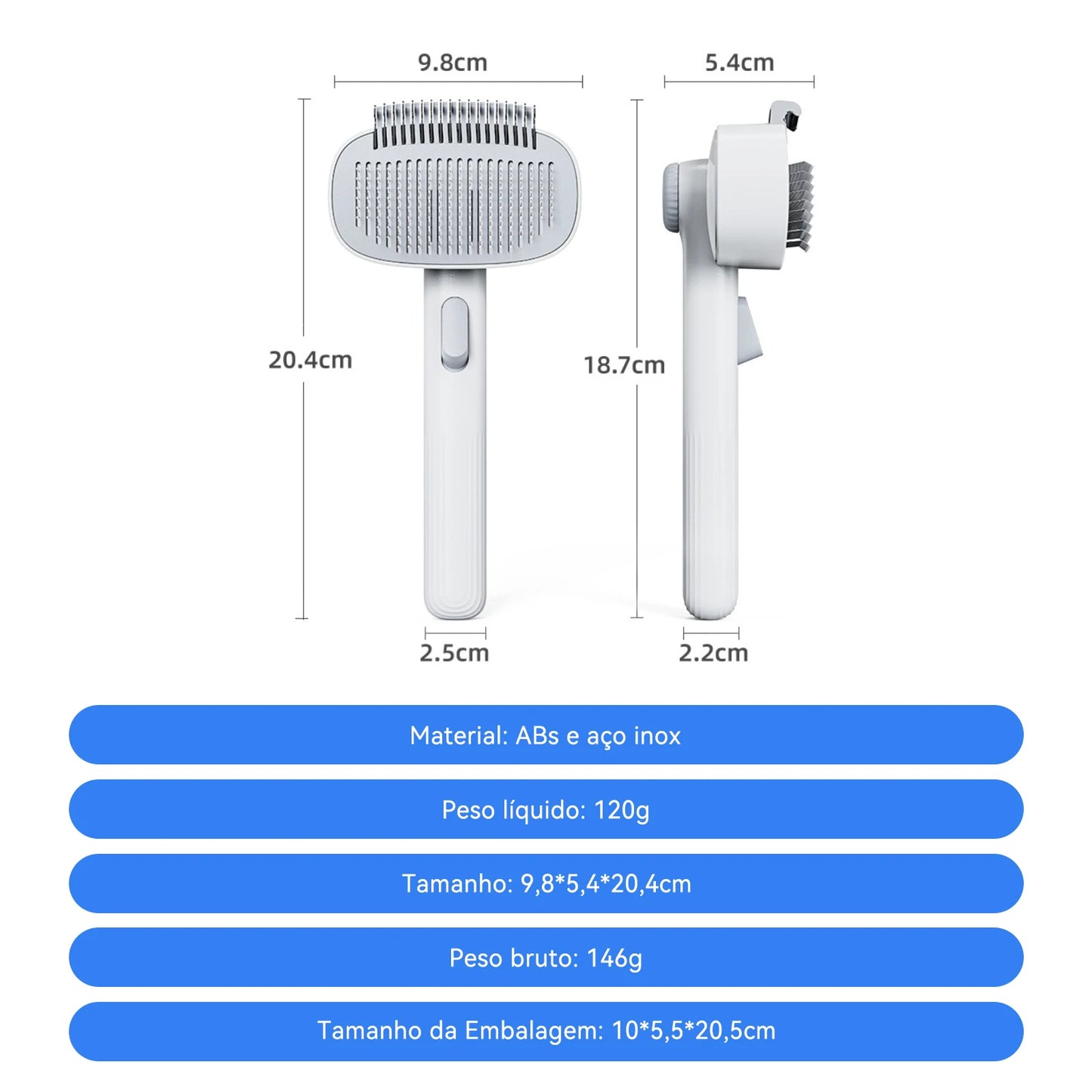 Escova Pet Newpet Autolimpante p/ Cães e Gatos