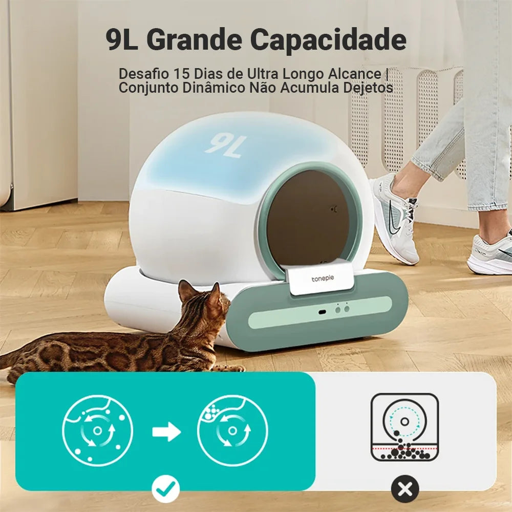 Caixa de Areia Automática 65L para Gatos com APP