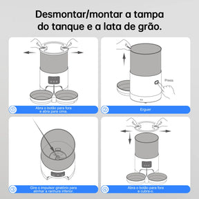 Alimentador Duplo Automático WiFi para Gatos e Cães 4L com Tigelas de Aço Inoxidável