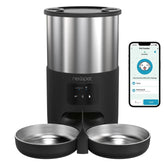 Alimentador Duplo Automático WiFi para Gatos e Cães 4L com Tigelas de Aço Inoxidável