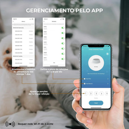 Newpet Dispensador Automático Ração Pet com APP WiFi e Tigelas Duplas