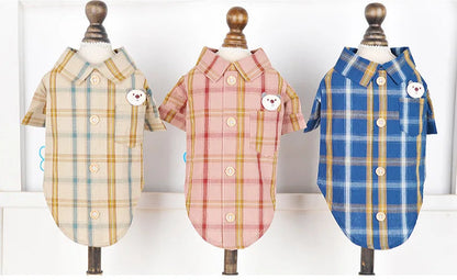 Camisa Xadrez para Pet - Verão Leve e Respirável para Cães e Gatos