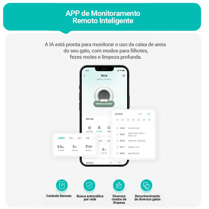 Caixa de Areia Automática 65L para Gatos com APP