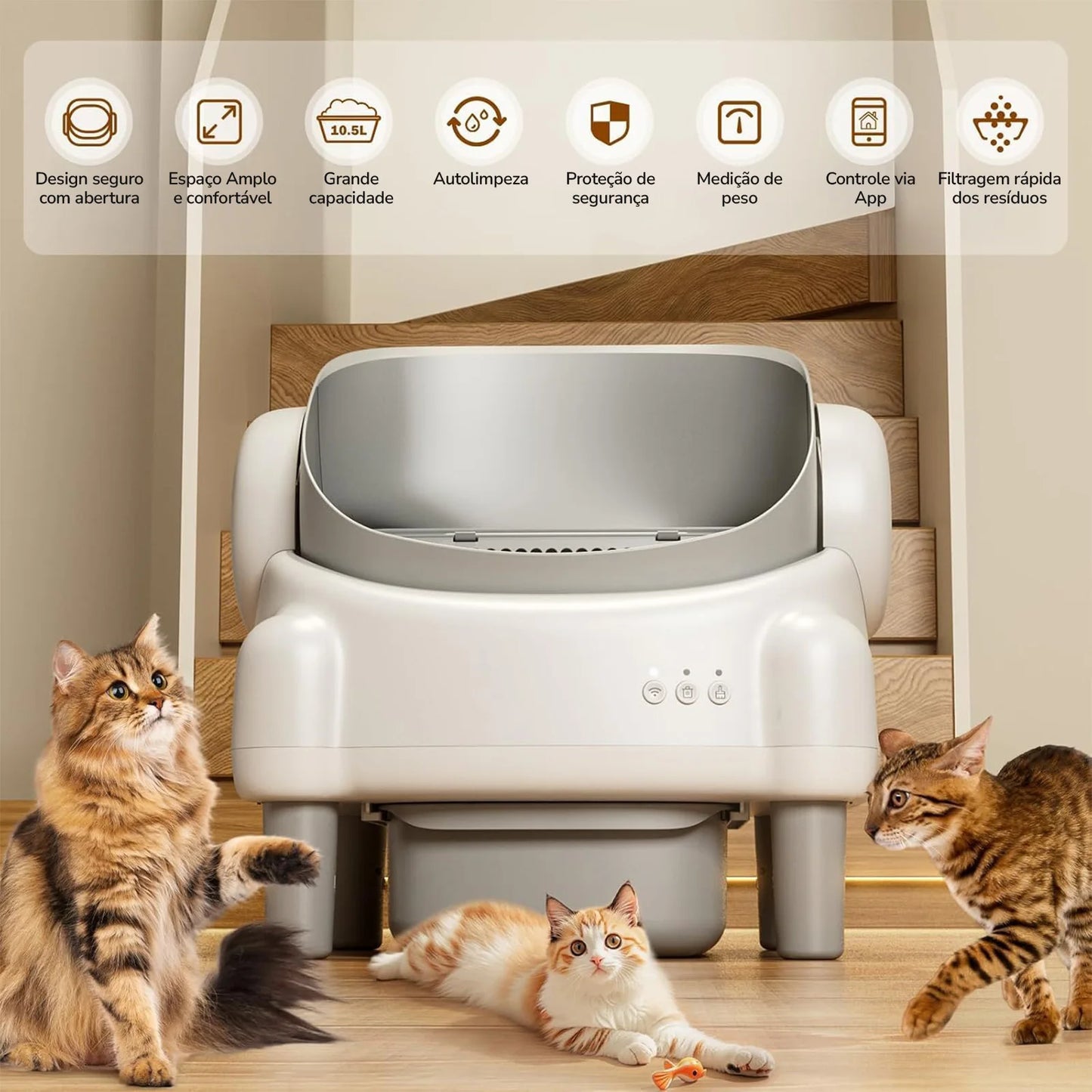 Caixa de Areia Automática Newpet p/ Gatos – Autolimpante