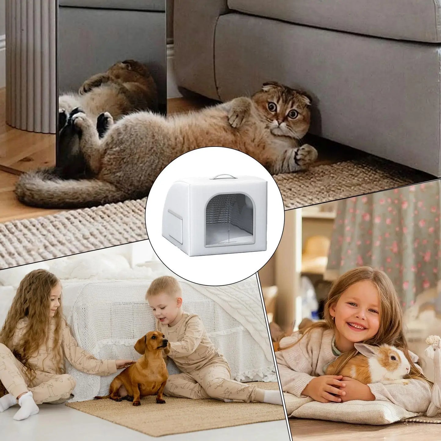 Casa térmica para cães e gatos com resfriamento portátil