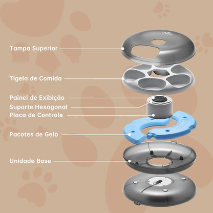 Alimentador Automático 6 Refeições com Timer e Controle