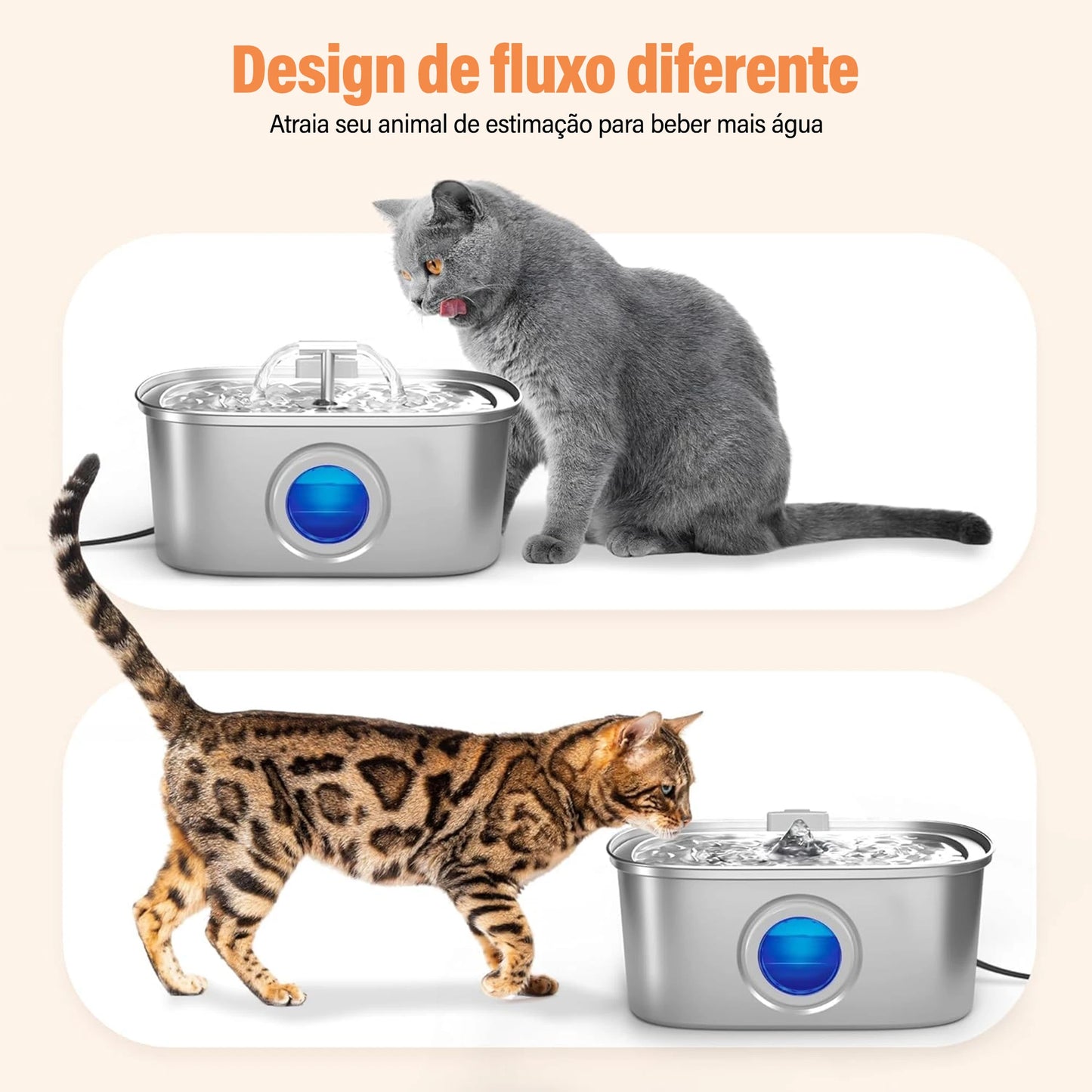 Bebedouro Automático 3.2L Inox para Gatos e Cães