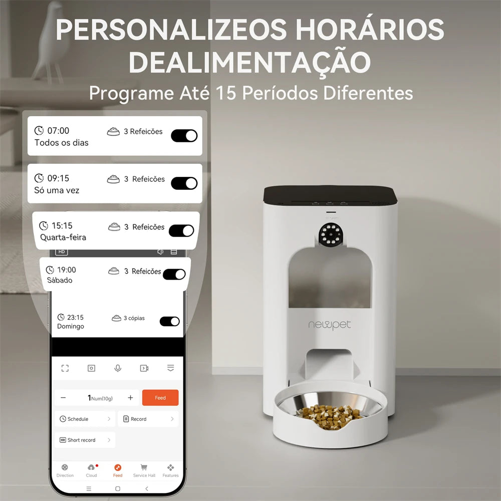 Alimentador Inteligente Newpet 4L com Câmera e APP – Bivolt