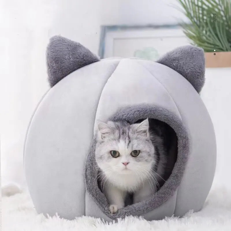 Cama Pet Semi-Fechada Macia e Aconchegante Gato e Cão